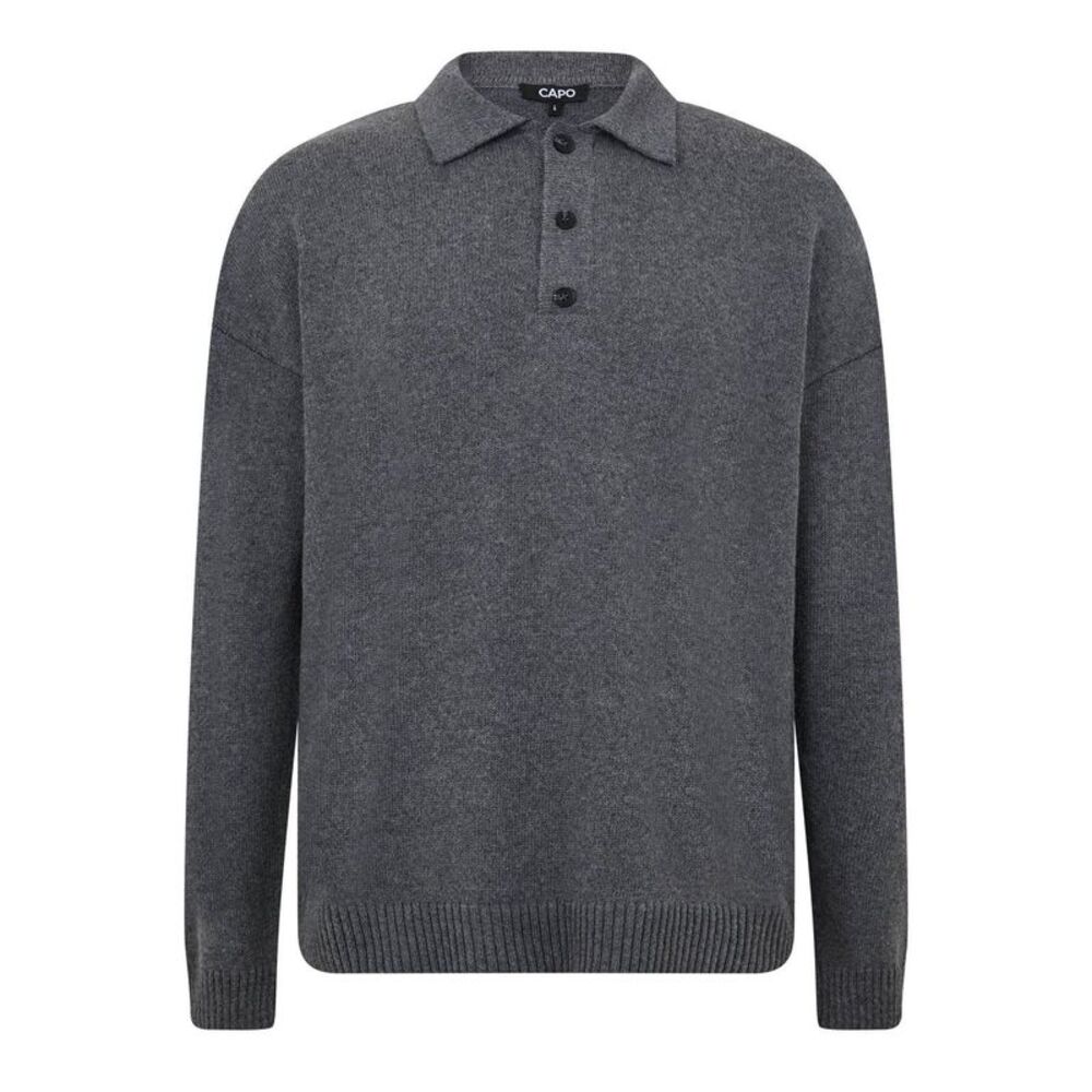 Capo Mens Long-Sleeved Polo Shirt / Charcoal